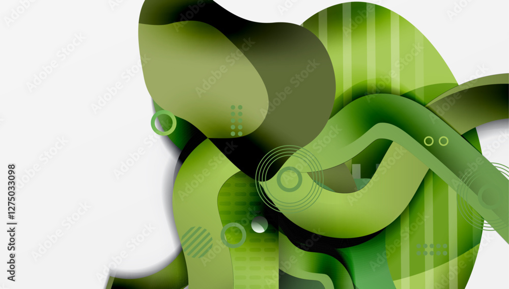 Poster abstract background - lines circles and liquid shapes