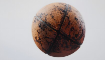 Close up shot of a weathered textured basketball sphere