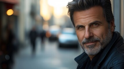 Stylish man exudes urban confidence in a casual portrait, blending modern elegance with effortless charm.