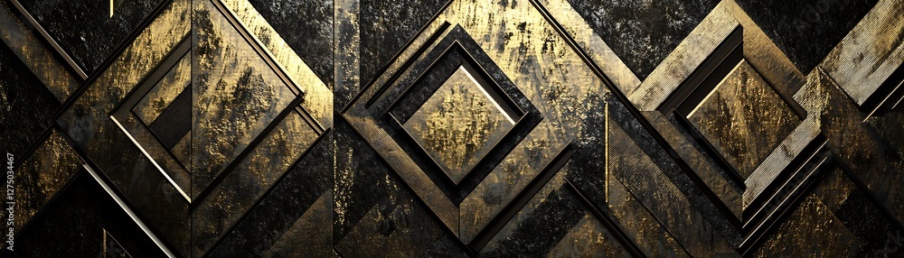 Poster a stunning abstract background featuring geometric patterns in rich gold and dark tones. ideal for d