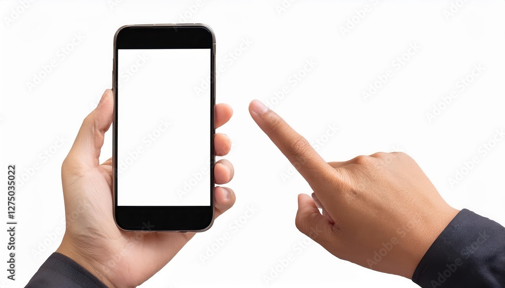 Poster isolated smartphone gesture against a transparent background, capturing modern interaction in a mini