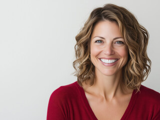 Fototapeta premium Joyful Anticipation: A Woman's Radiant Smile Reflects the Beauty and Excitement of Motherhood's Upcoming Journey