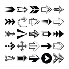 Set of arrow vector on white background