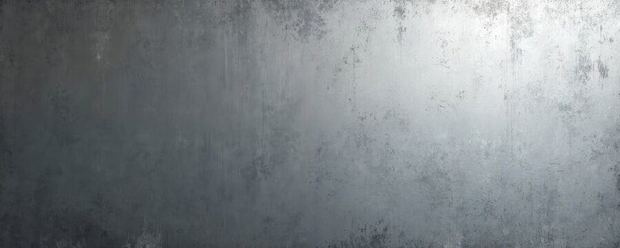 Brushed grunge metal surface with light gradient and scratches. Industrial grey steel texture background with copy space for banner ads, metallurgy, armoring or foundry themes.
