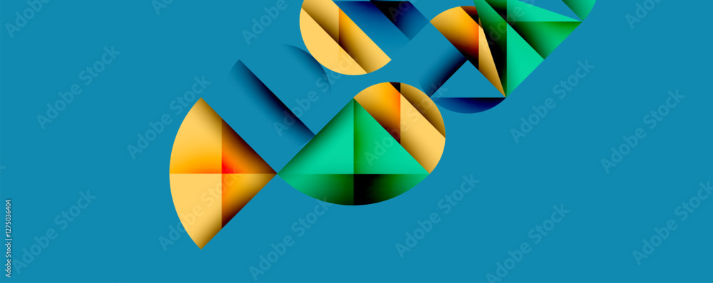 Aufkleber Abstract geometric background with layered gradient shapes forming dynamic patterns. Overlapping semi circles and triangles create depth and contrast