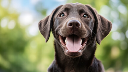 Fototapeta premium Happy dog with joyful expression, showcasing its playful nature