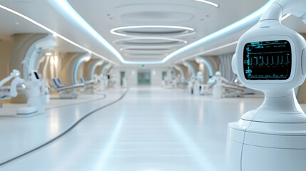 Obraz premium futuristic hospital featuring advanced AI powered medical technology