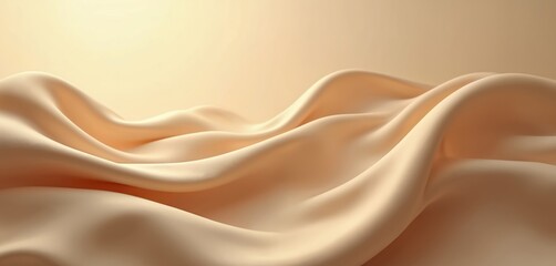 Fototapeta premium Elegant smooth sepia beige silk illustration. Soft fabric waves with luxurious texture and satin shine. Perfect as wedding design template, fashion backdrop, romantic decorative background.