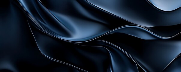 Fototapeta premium A stunning close-up image of smooth, flowing black fabric that creates a sense of depth and elegance. Perfect for presentations, backgrounds, or fashion-related projects.
