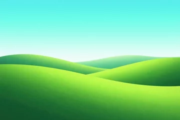 Fotobehang Serene rolling hills under a vibrant, clear sky, a picturesque landscape ideal for idyllic scenes and peaceful backgrounds. © napak