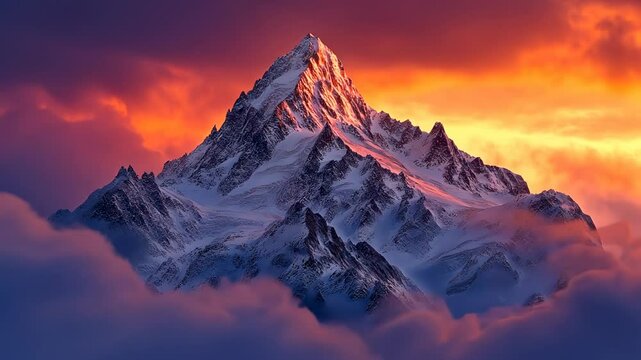 Majestic Mountain Peak at Sunset: A Breathtaking Panorama