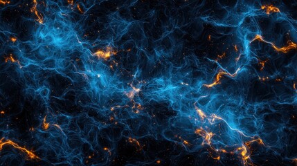 Obraz premium Abstract cosmic waves in vibrant blue and orange hues