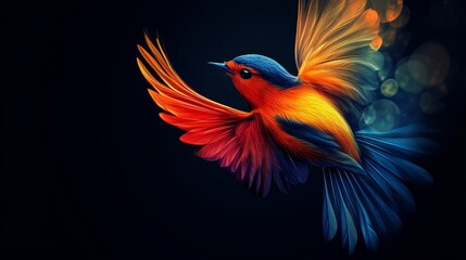 Obraz premium Abstract Bird on a Dark, Generative AI