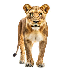 Fototapeta premium Lioness standing isolated die cut 