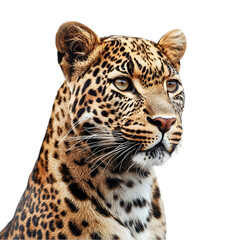 Fototapeta premium Leopard face portrait isolated die cut 