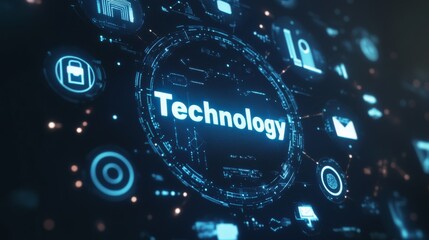 Obraz premium A digital screen displaying technology icons