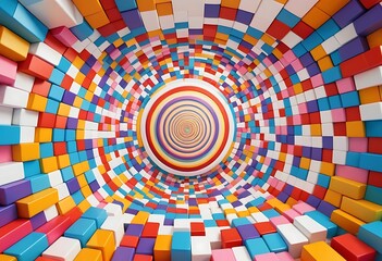 Colorful Geometric Tunnel Illusion, A Vibrant Perspective of Depth
