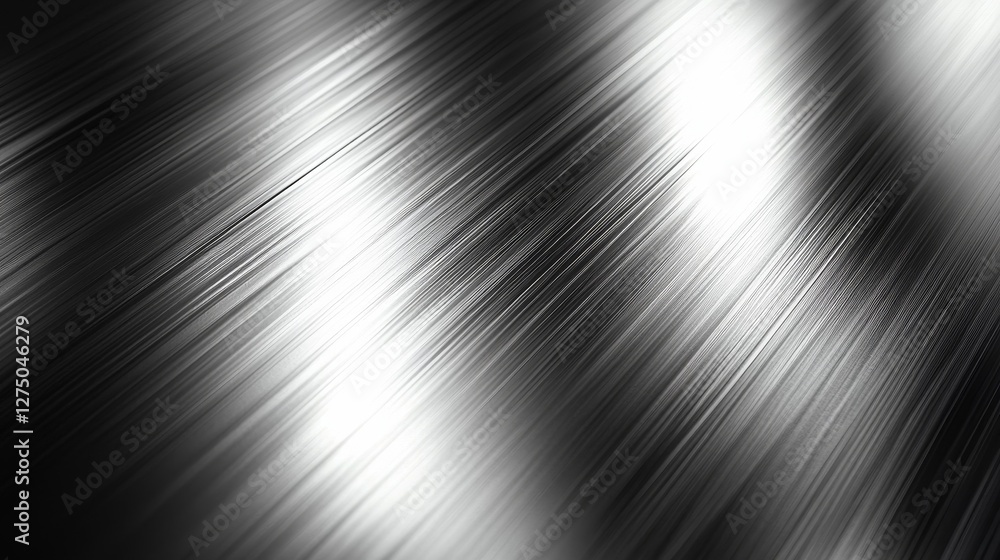 Poster close-up of a smooth metallic mirrored flat surface with reflective properties, showcasing an elegan