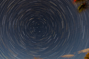 Light trails around the North Star (Polaris)