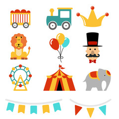 set of funny cartoon circus