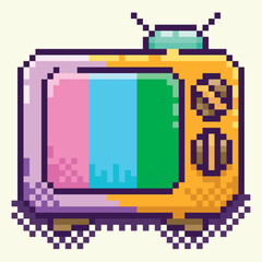 pixel art, 80s television, editable vector, vector, old tv, editable pixel art.