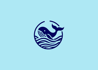 A majestic whale and wave logo symbolizing the ocean, wisdom, and movement with a flowing design.