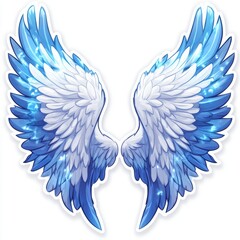 Fototapeta premium Beautiful Angel Wings with Sparkling Blue and White Feathers