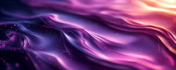 Obraz premium Flowing Purple Light on Black Background, Generative AI