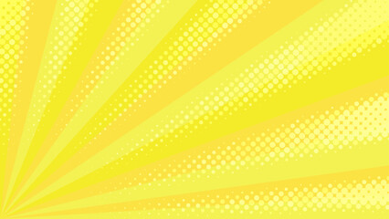 黄色いコミック風なサンバースト、集中線の背景ベクターイラスト