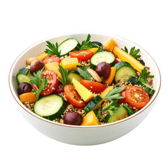 Quinoa Salad Bowl Filled with Fresh Vegetables and Herbs