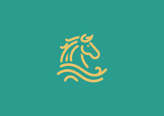 Obraz premium A majestic horse and wave logo representing freedom, strength, and movement with an elegant design.