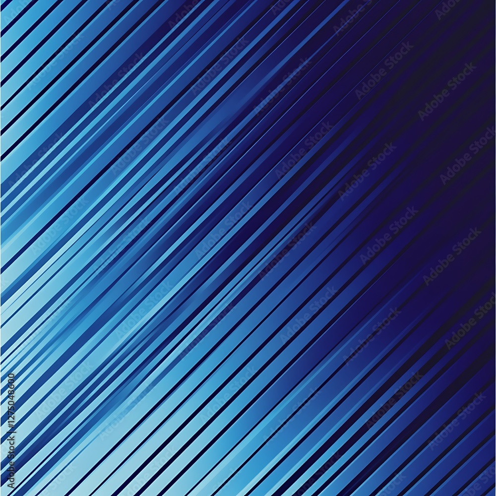 Poster a vivid abstract graphic featuring diagonal lines in various shades of blue, creating a sense of dep