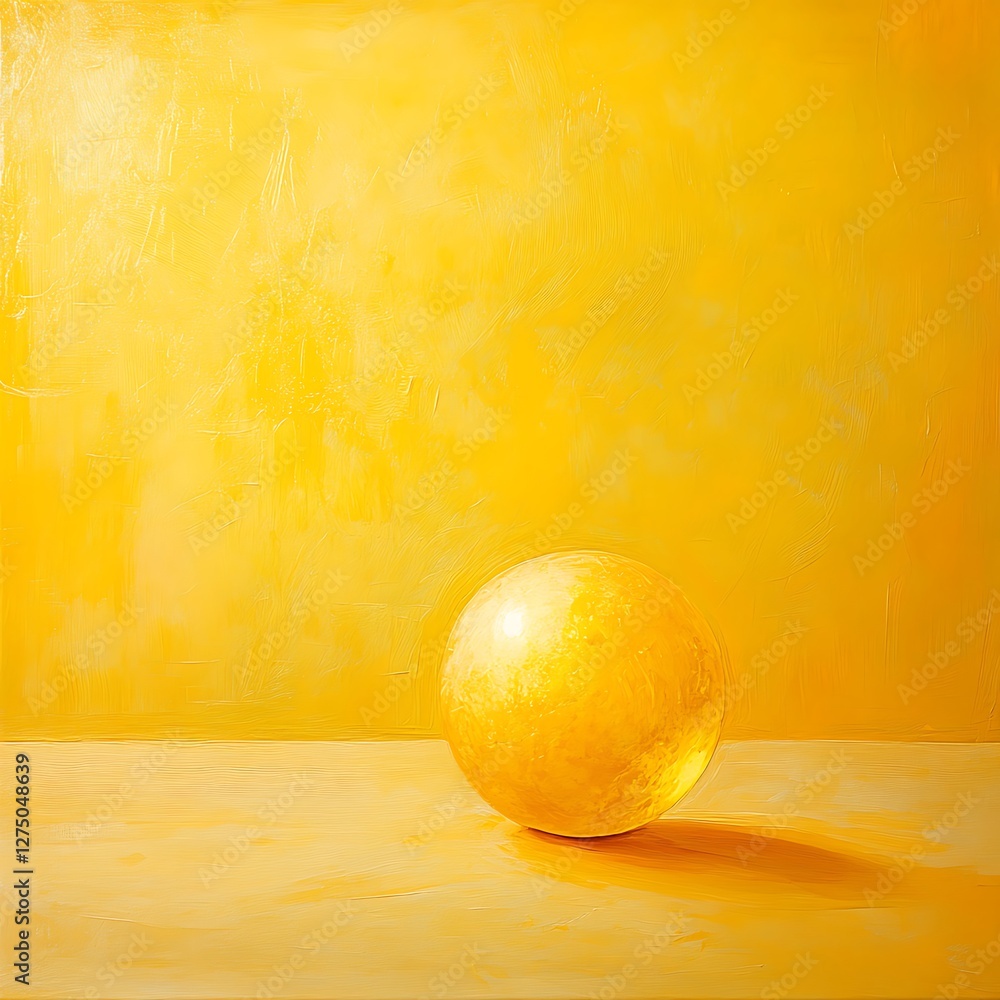 Poster a vivid yellow background with a spherical object creates a sense of warmth and optimism. ideal for 