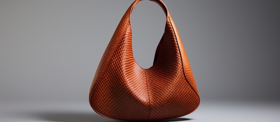 Elegant brown woven handbag displayed against a minimalist backdrop, showcasing craftsmanship