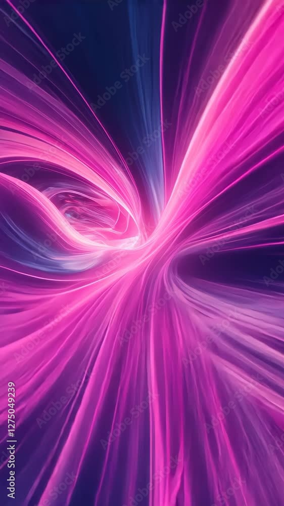 Poster warped psychedelic iridescent abstract background in pink and purple tones for futuristic design and