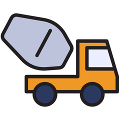 Concrete Mixer Truck Filled Line Icon