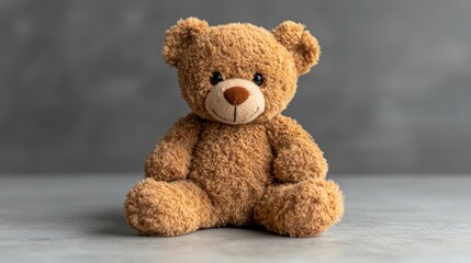 Obraz premium Cute Teddy Bear Plush Toy Soft Fur Child s Toy Brown Bear Adorable Sweet Friendly P