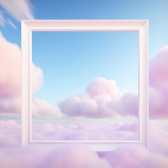 Frame in the sky with pink clouds. Concept for imagination, dreaming and advertising in nature