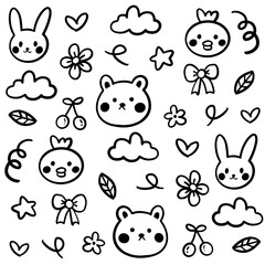 Cute Animal & Ornament Doodle