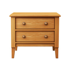 A wooden nightstand with drawers isolated on transparent background. 
