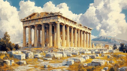Obraz premium Majestic Parthenon Temple Ancient Greek Architecture Landmark