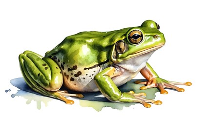 Obraz premium Green Tree Frog Watercolor Painting
