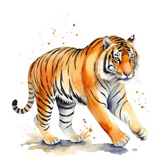Obraz premium Watercolor Tiger Walking