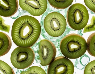 Fototapeta premium Fresh Kiwi Slices in Sparkling Water