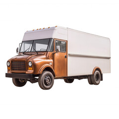 Rusty-Orange Vintage Step-Van Delivering Goods