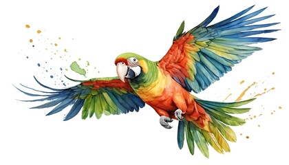 Obraz premium Watercolor Macaw in Flight
