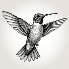 Obraz premium Engraved Hummingbird in Flight