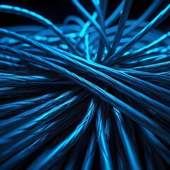 Abstract Blue Twisted Fibers