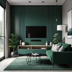 Modern Green Living Room Interior Design
