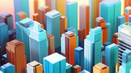 Fototapeta premium Colorful Abstract Cityscape Building Blocks